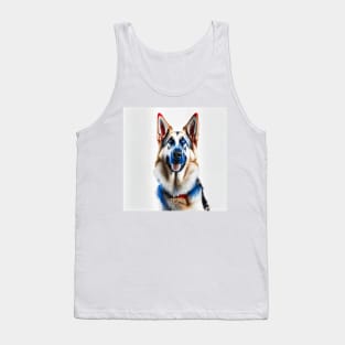 [AI Art] Red, blue and white German Shepherd Tank Top